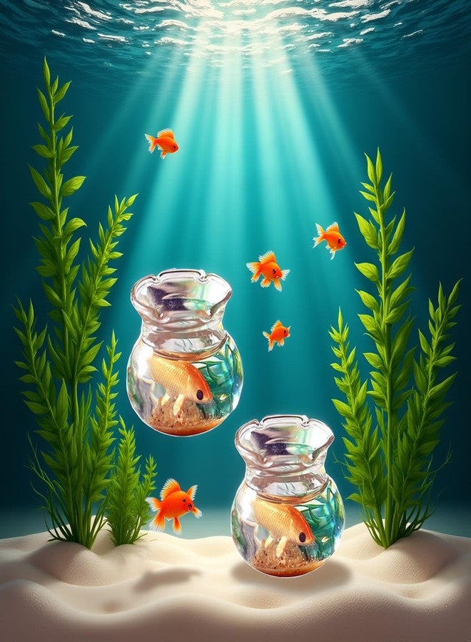 Sluswallow 2Pcs Miniature Fish Tank Toy Mini Round Fish Bowls Resin Goldfish Grass for Dollhouse Desktop Craft Project Decor,Mini Fish Bowl,Dollhouse Accessories,Dollhouses Décor - Image 5